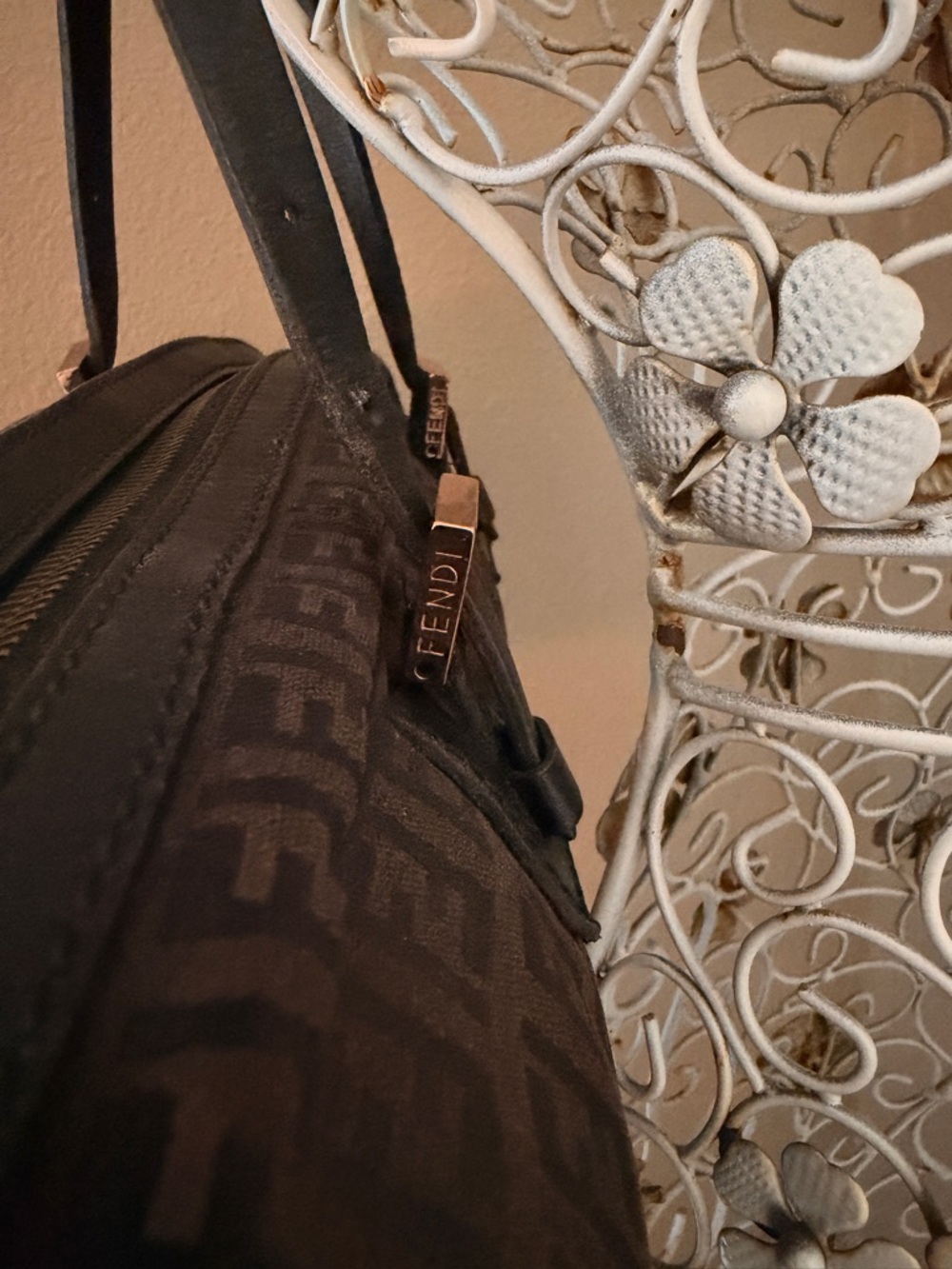 Fendi AUTHENTIC Black and Brown Zucchini Zucca Print Monogram Bassotto Bag - Picture 3 of 14